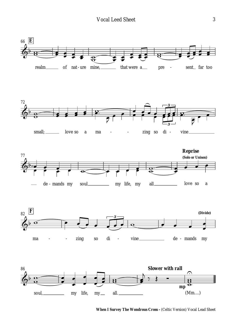 When I Survey The Wondrous Cross (Celtic Version) - Piano and Vocal PDF SA scores gallery preview page 4
