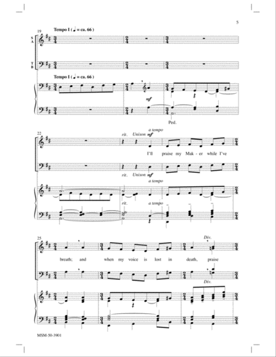Psalm 146: I'll Praise My Maker While I've Breath Divisi scores gallery preview page 5