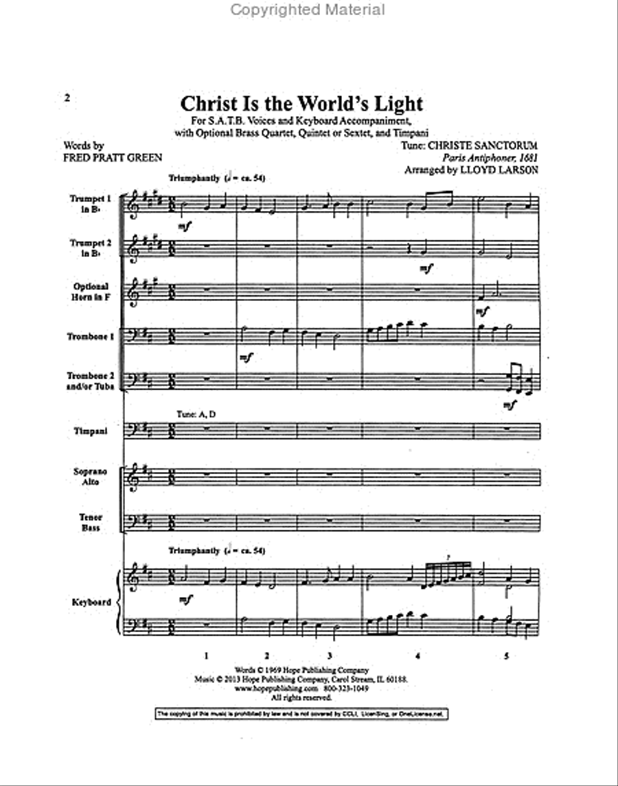 Christ Is the World's Light 4-Part scores gallery preview page 2
