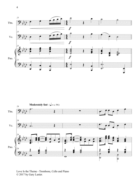 LOVE IS THE THEME (Trio – Trombone, Cello & Piano with Score/Parts) image number null