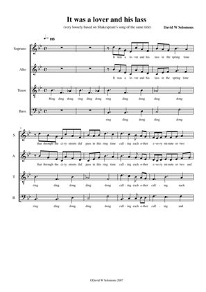 It was a lover and his lass (a modern madrigal) for SATB choir