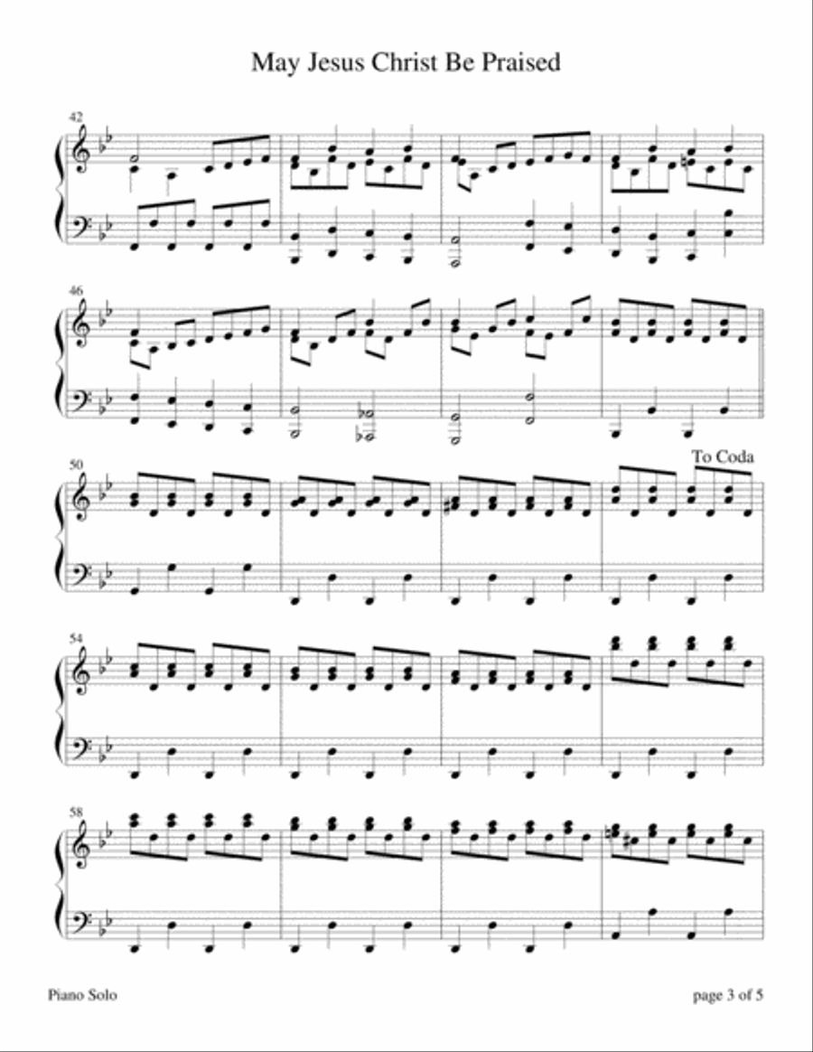 The Four Seasons Hymn Medleys: May Jesus Christ Be Praised Piano Solo scores gallery preview page 3