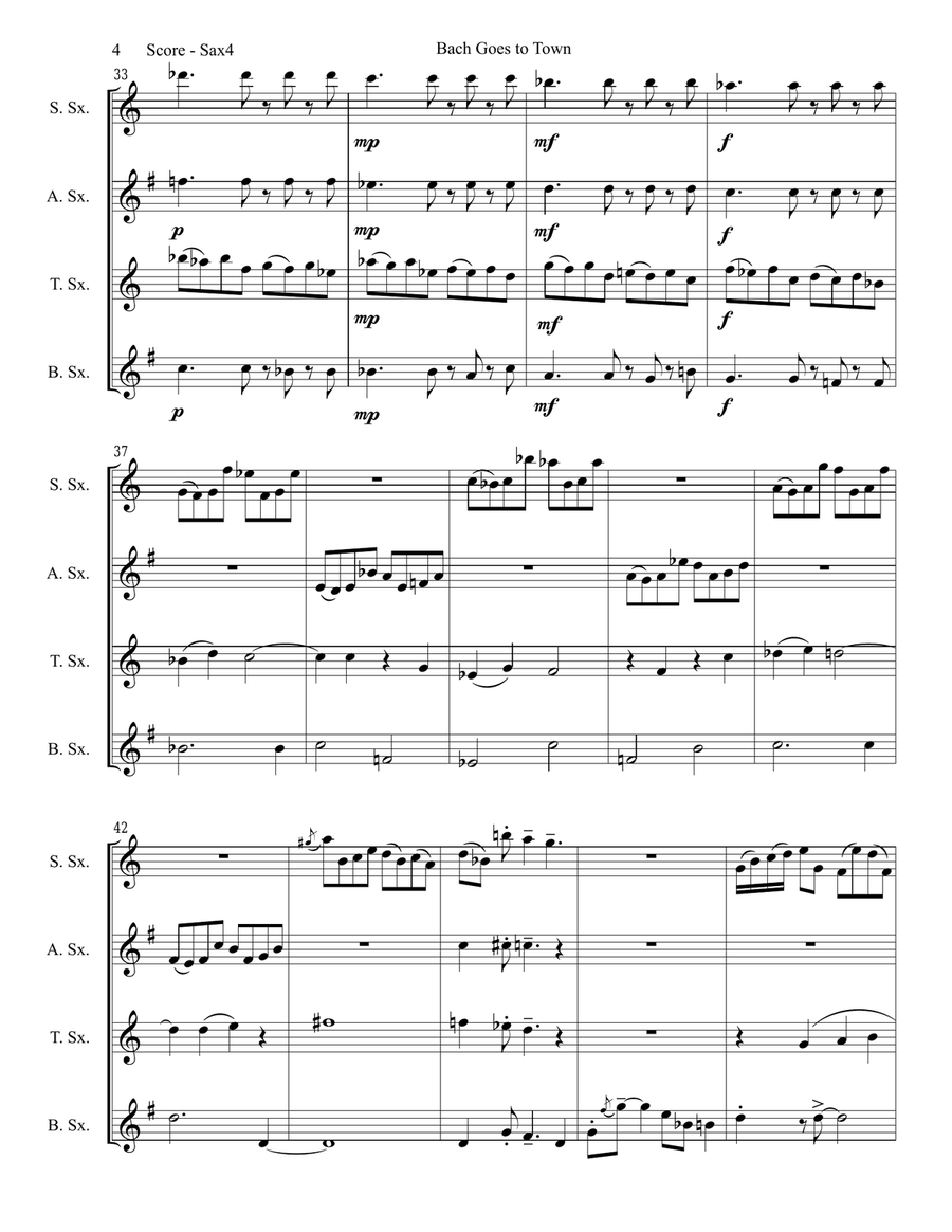Bach Goes To Town Saxophone Quartet scores gallery preview page 5