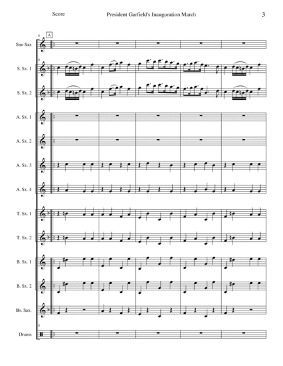 Garfield's Inaugural March - Opus 131 Woodwind Ensemble scores gallery preview page 3