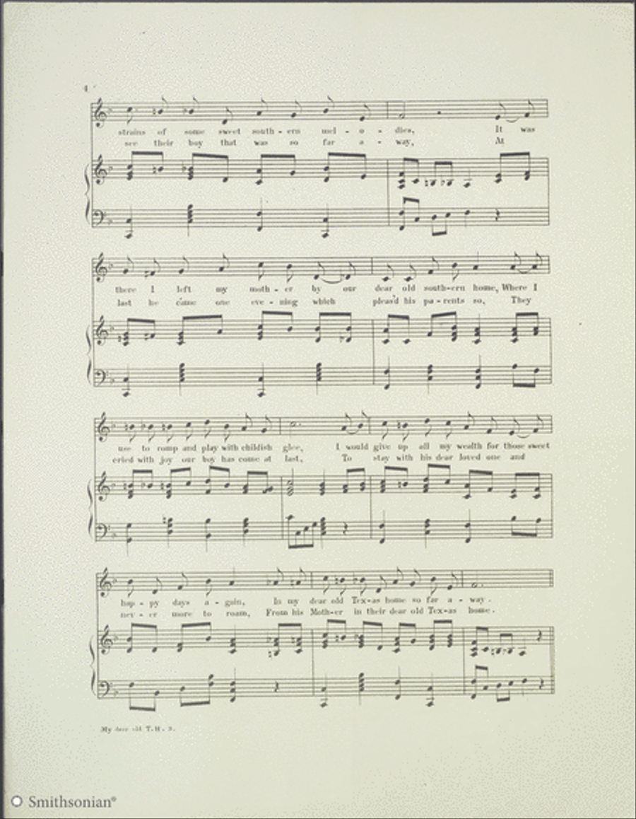 My Dear Old Texas Home Piano, Vocal scores gallery preview page 3