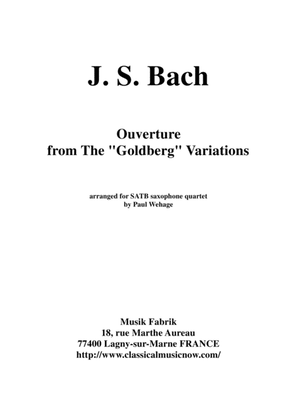 Book cover for J.S. Bach: Ouverture from the Goldberg Variations, arranged for SATB saxophone quartet