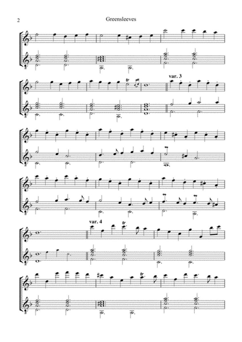 Greensleeves variations for treble recorder and guitar image number null