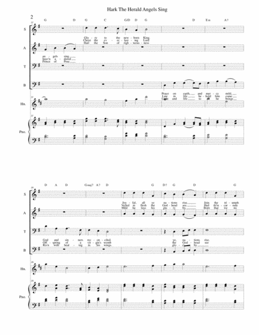 Hark the Herald Angels Sing - French Horn in F, SATB piano image number null
