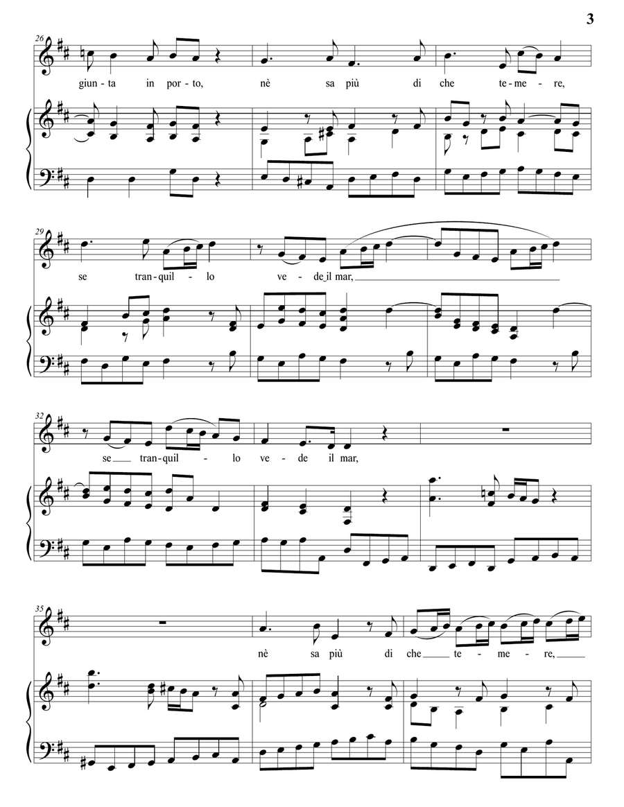 HANDEL: La speranza è giunta in porto (transposed to D major) Piano, Vocal scores gallery preview page 4