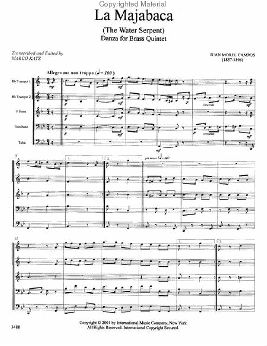 Four Danzas For 2 Trumpets, Horn, Trombone & Tuba