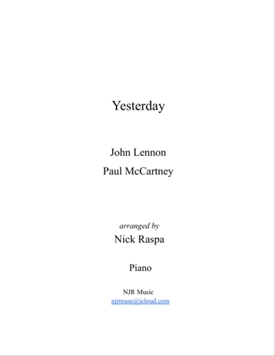 Yesterday Yesterday Piano Solo scores gallery preview page 3