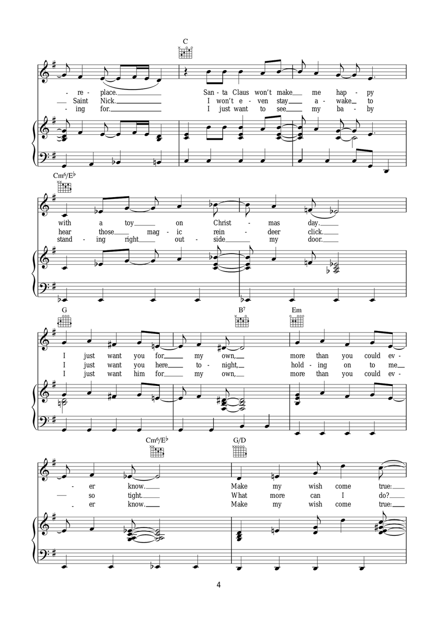All I Want For Christmas Is You Piano, Vocal, Guitar scores gallery preview page 4