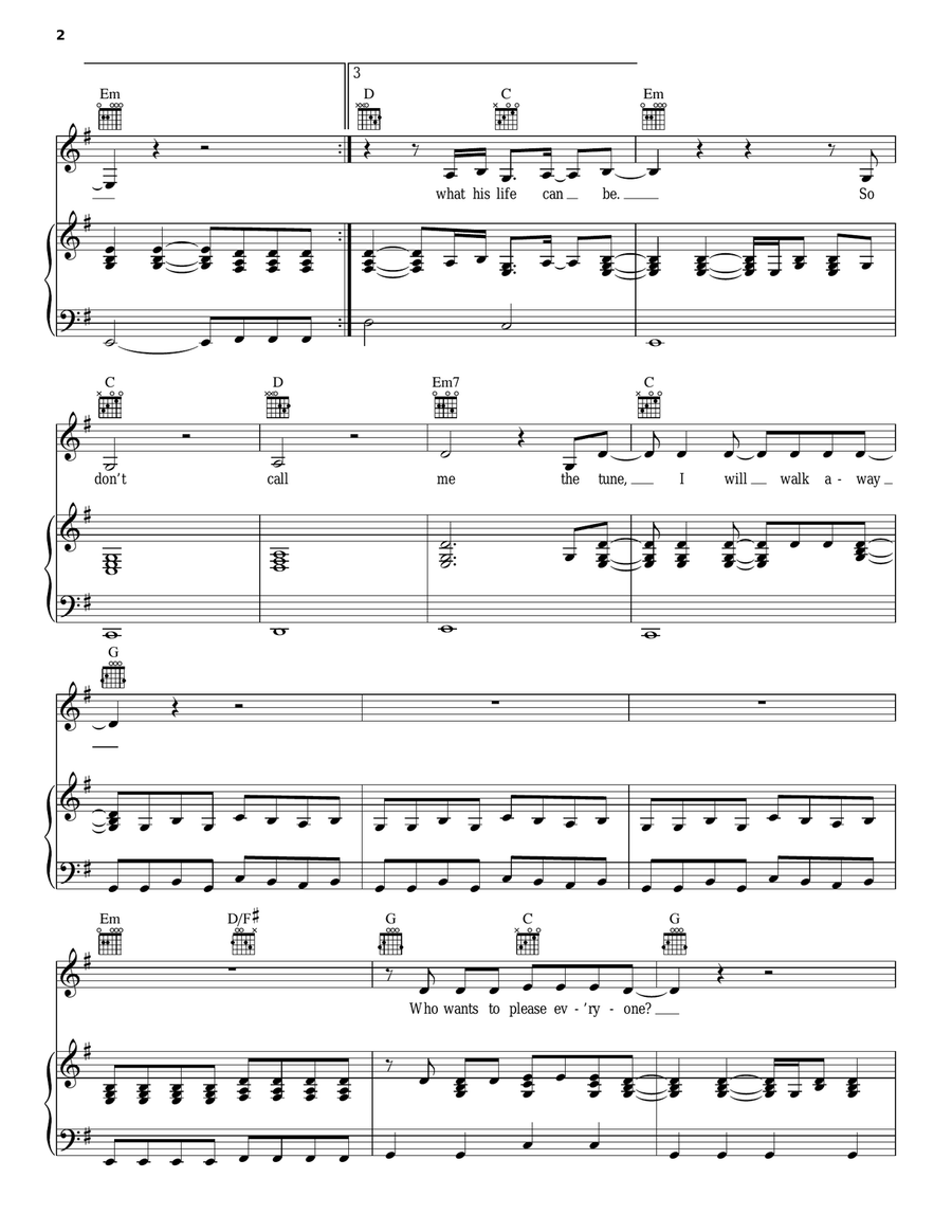 One Country Piano, Vocal, Guitar scores gallery preview page 2
