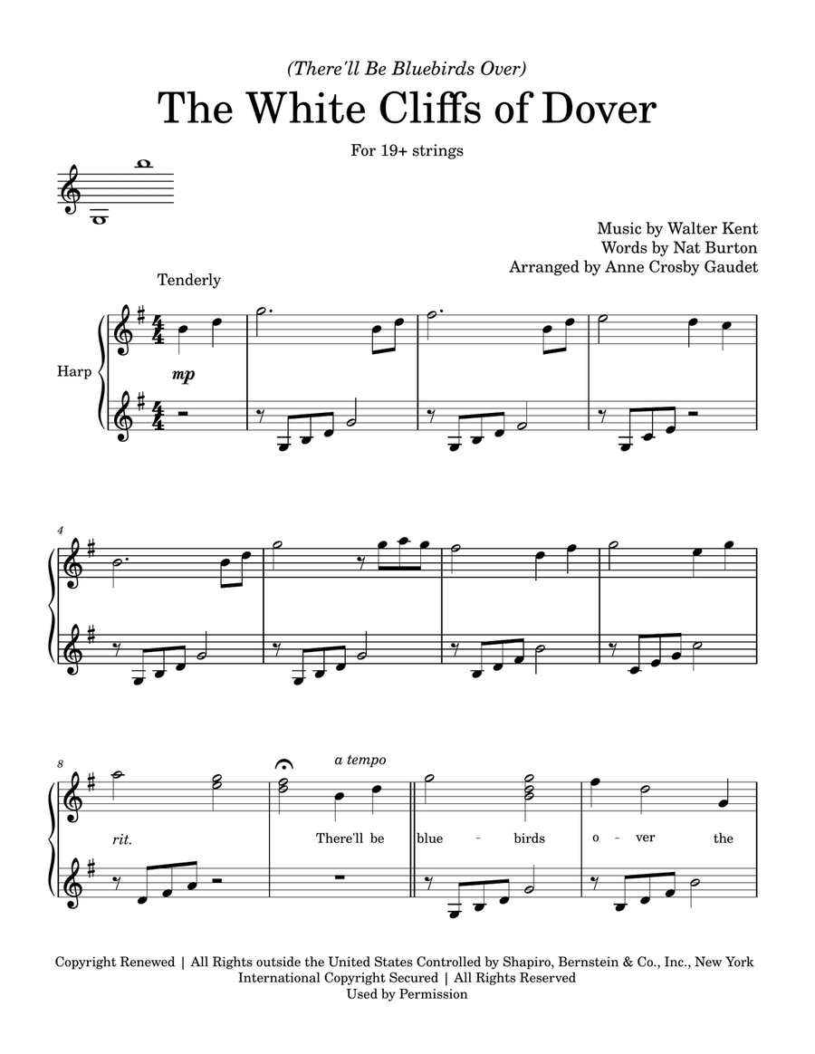 (there'll Be Bluebirds Over) The White Cliffs Of Dover Celtic Harp scores gallery preview page 2