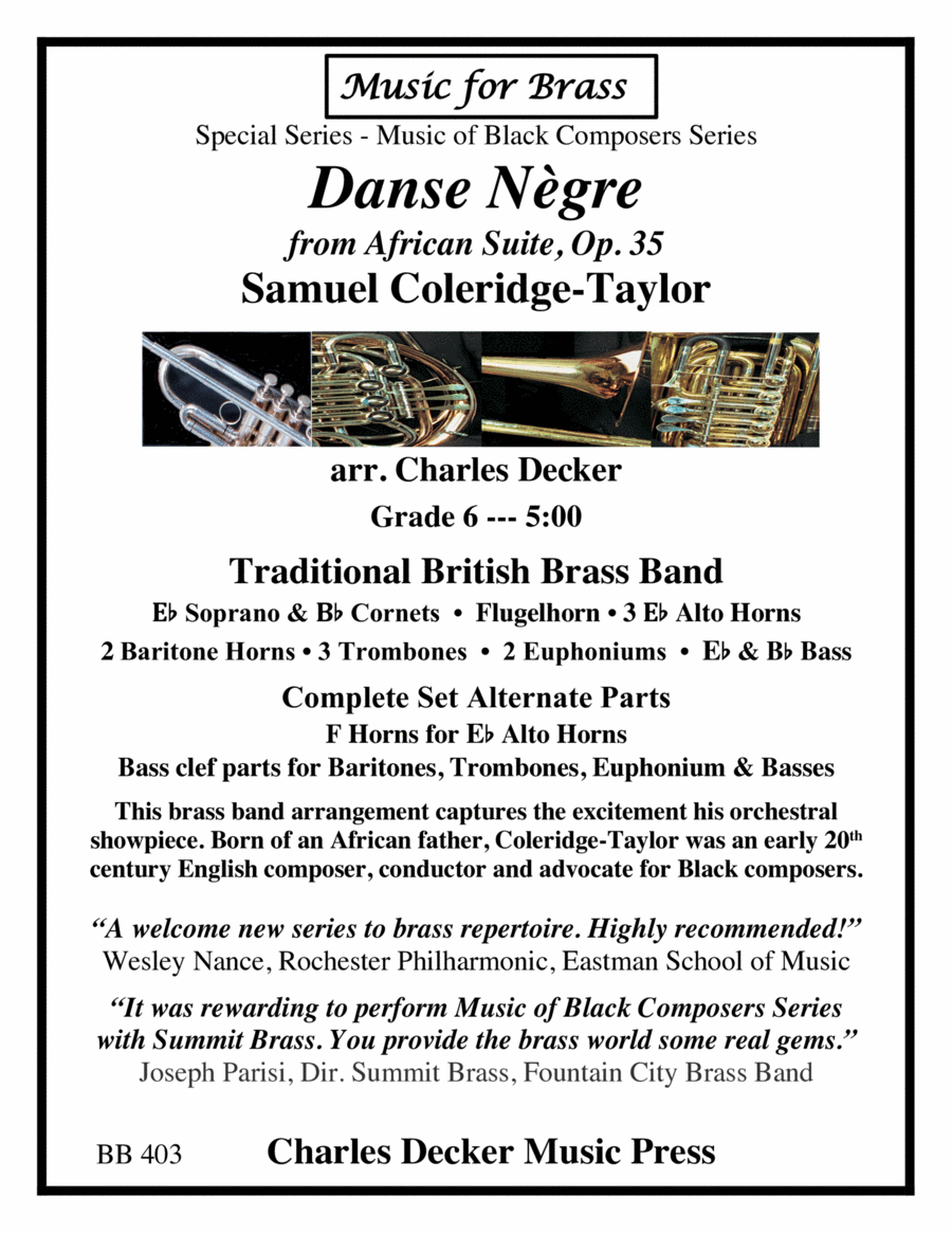 Danse Nègre from African Suite. Op. 35 for Brass Band image number null