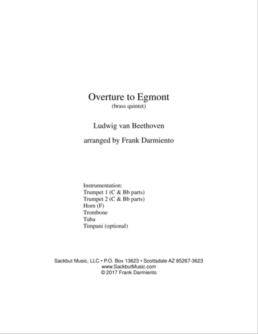 Egmont Overture (for brass quintet) image number null