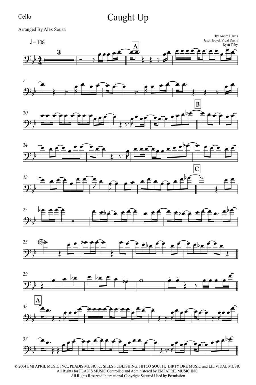 Caught Up Cello Solo scores gallery preview page 1
