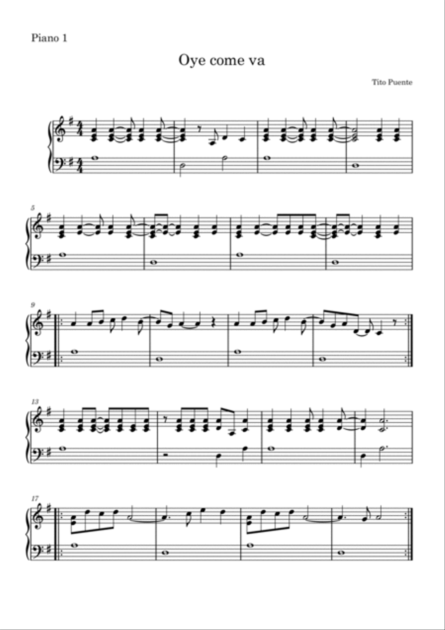 Oye Como Va 1 Piano, 4-Hands scores gallery preview page 4