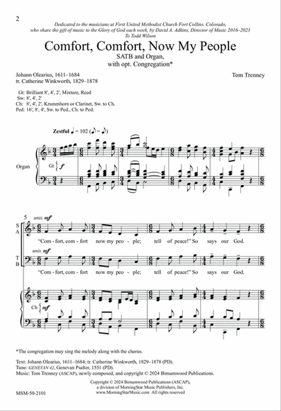 Comfort, Comfort, Now My People 4-Part scores gallery preview page 2