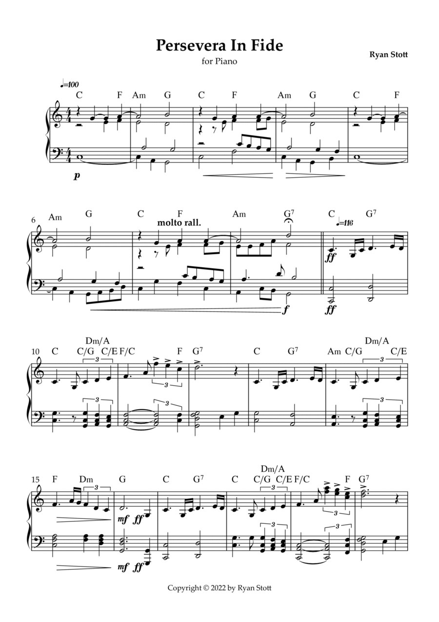Persevera in Fide Piano Solo scores gallery preview page 1