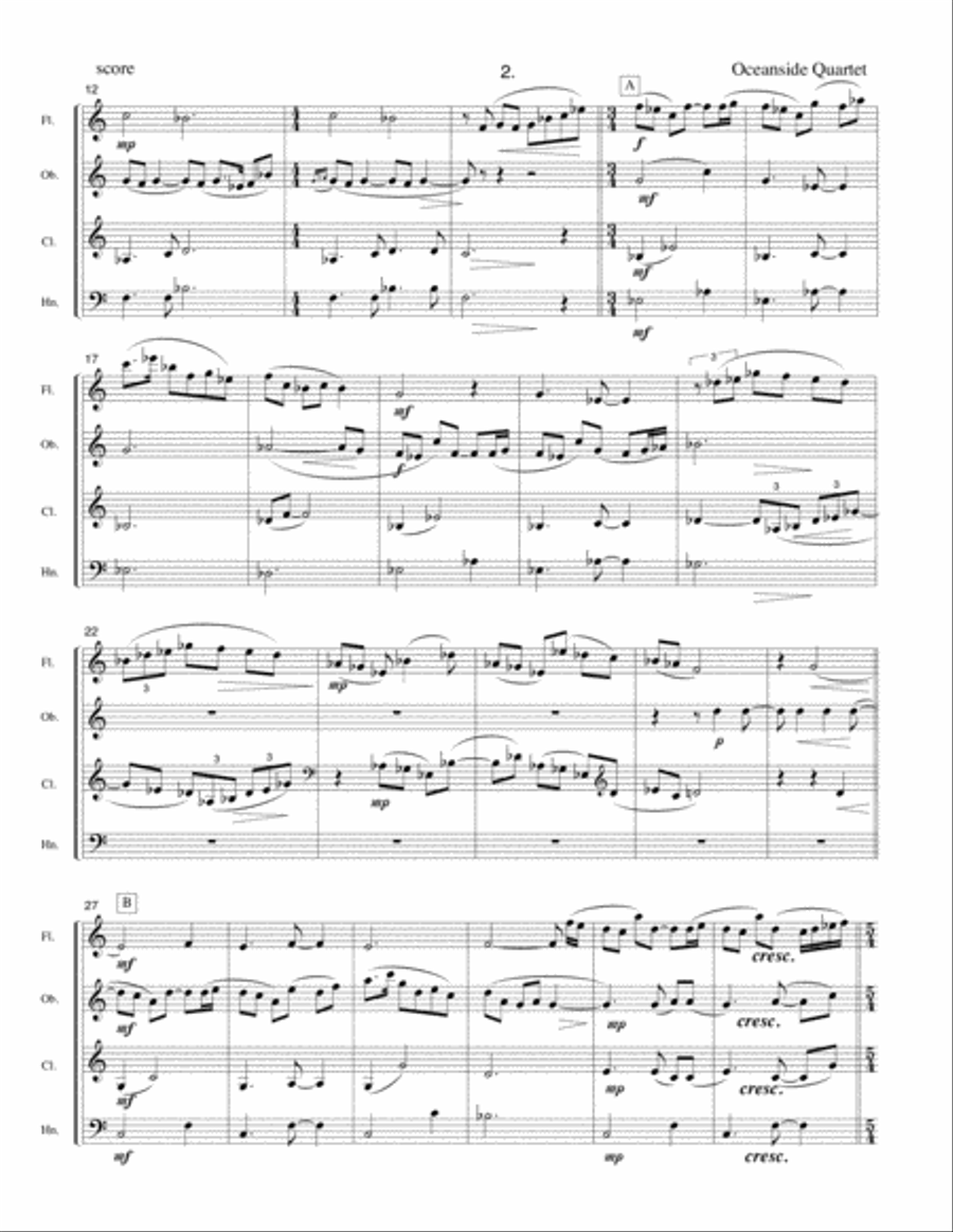 Oceanside Quartet, opus 257 Small Ensemble scores gallery preview page 3
