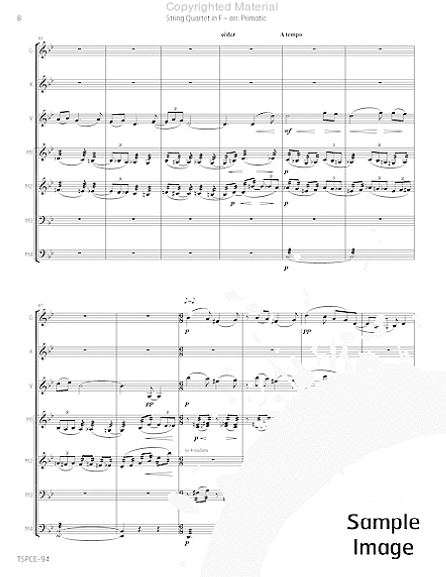 String Quartet in F Percussion Ensemble scores gallery preview page 11