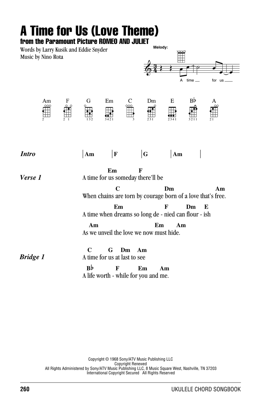 A Time For Us (Love Theme) Ukulele scores gallery preview page 1