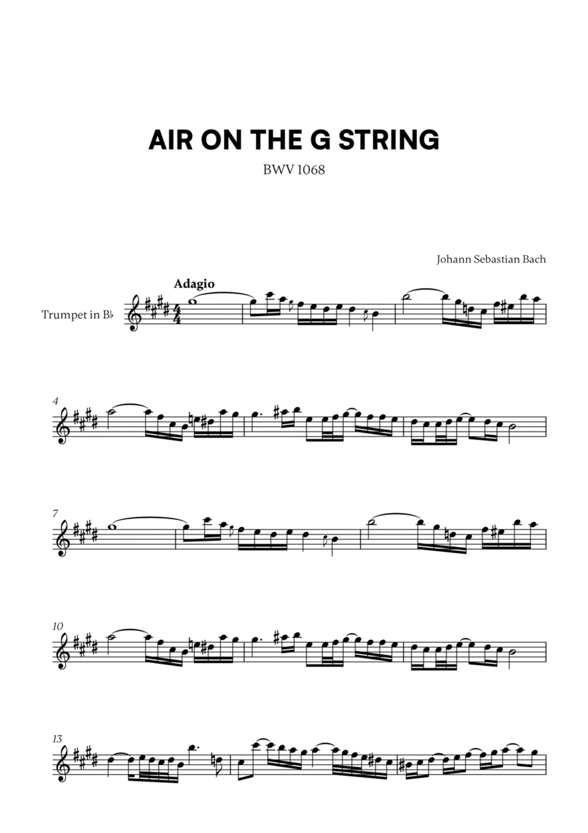 Johann Sebastian Bach - Air on the G String (for Trumpet in Bb Solo) image number null