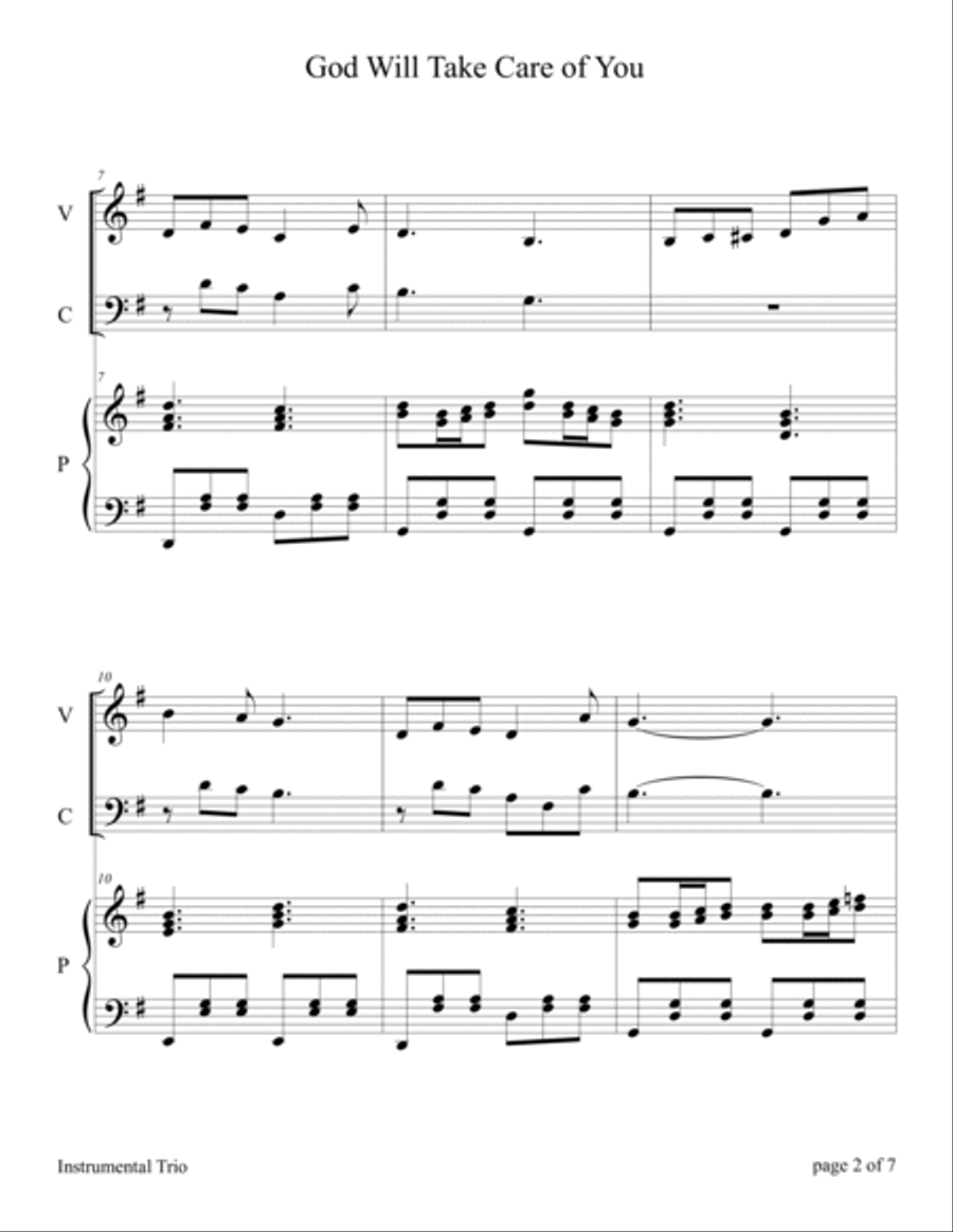 God Will Take Care of You (for Violin and Cello Duet with Piano Accompaniment) image number null