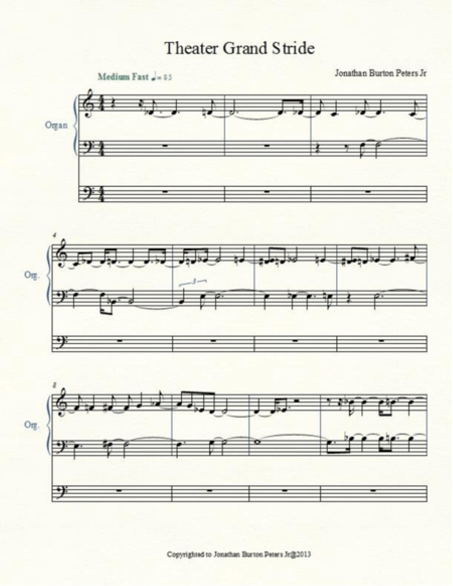 Theater Grand Stride Organ Solo scores gallery preview page 1