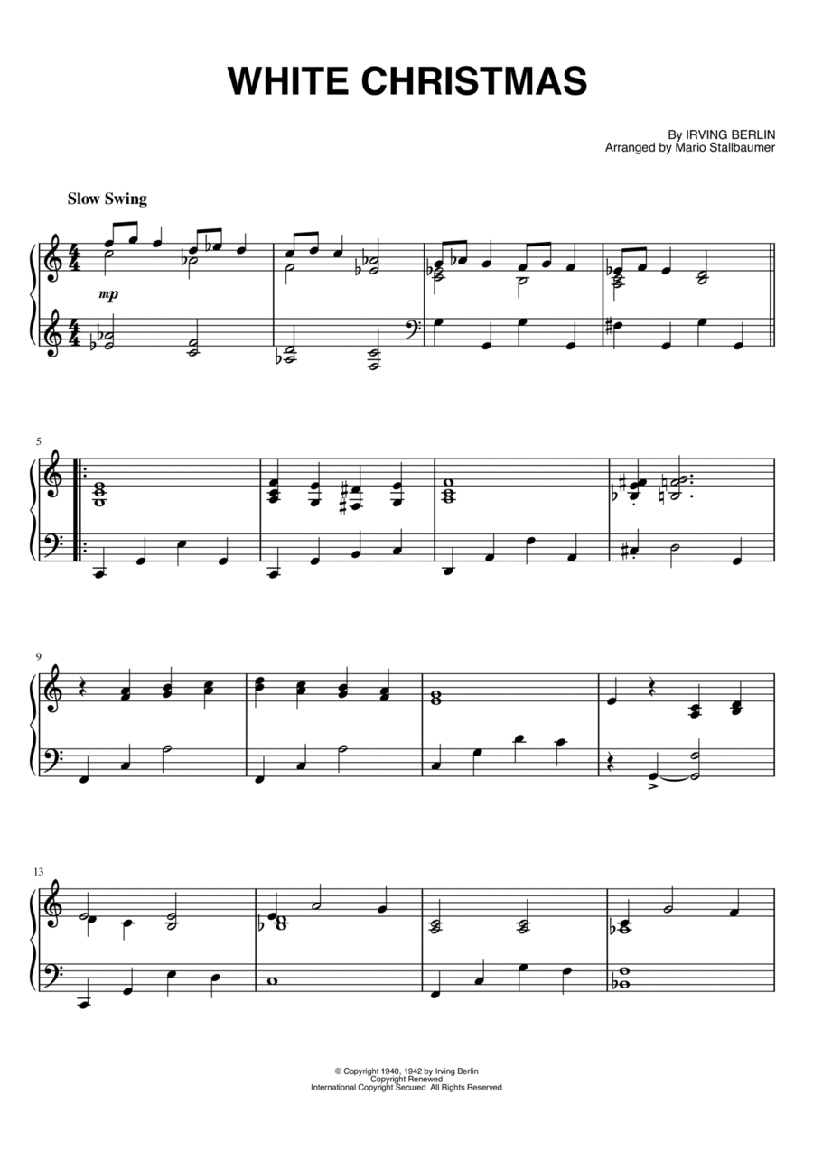 White Christmas Piano Solo scores gallery preview page 1