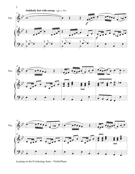 LEANING ON THE EVERLASTING ARMS (Violin/Piano and Violin Part) image number null