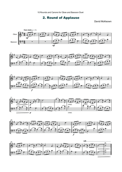 10 Rounds and Canons for Oboe and Bassoon Duet