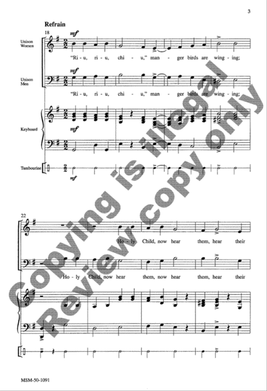 Riu, Riu, Chiu, Manger Birds Are Winging 2-Part scores gallery preview page 4