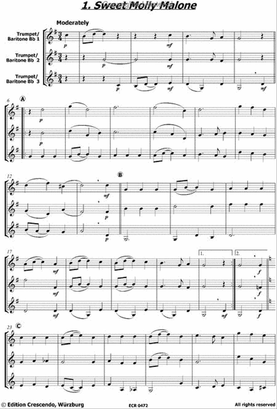 Irish Folks 2 - 3 Trumpets Trumpet Trio scores gallery preview page 2