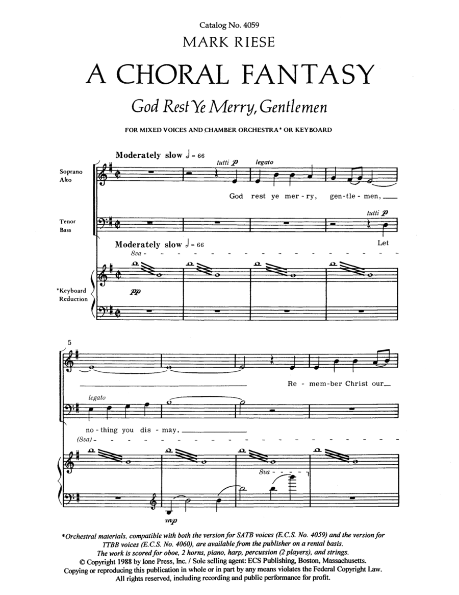 Christmas Trilogy: 3. God Rest Ye Merry, Gentlemen 4-Part scores gallery preview page 1