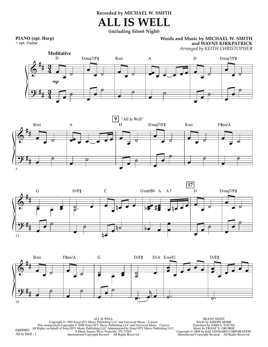 All Is Well (including Silent Night) - Piano Orchestra scores gallery preview page 1