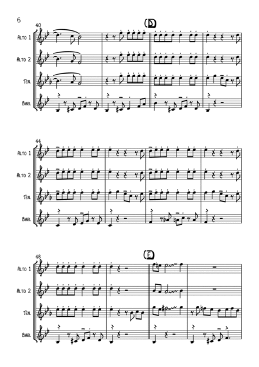 All About That Bass Saxophone Quartet scores gallery preview page 6