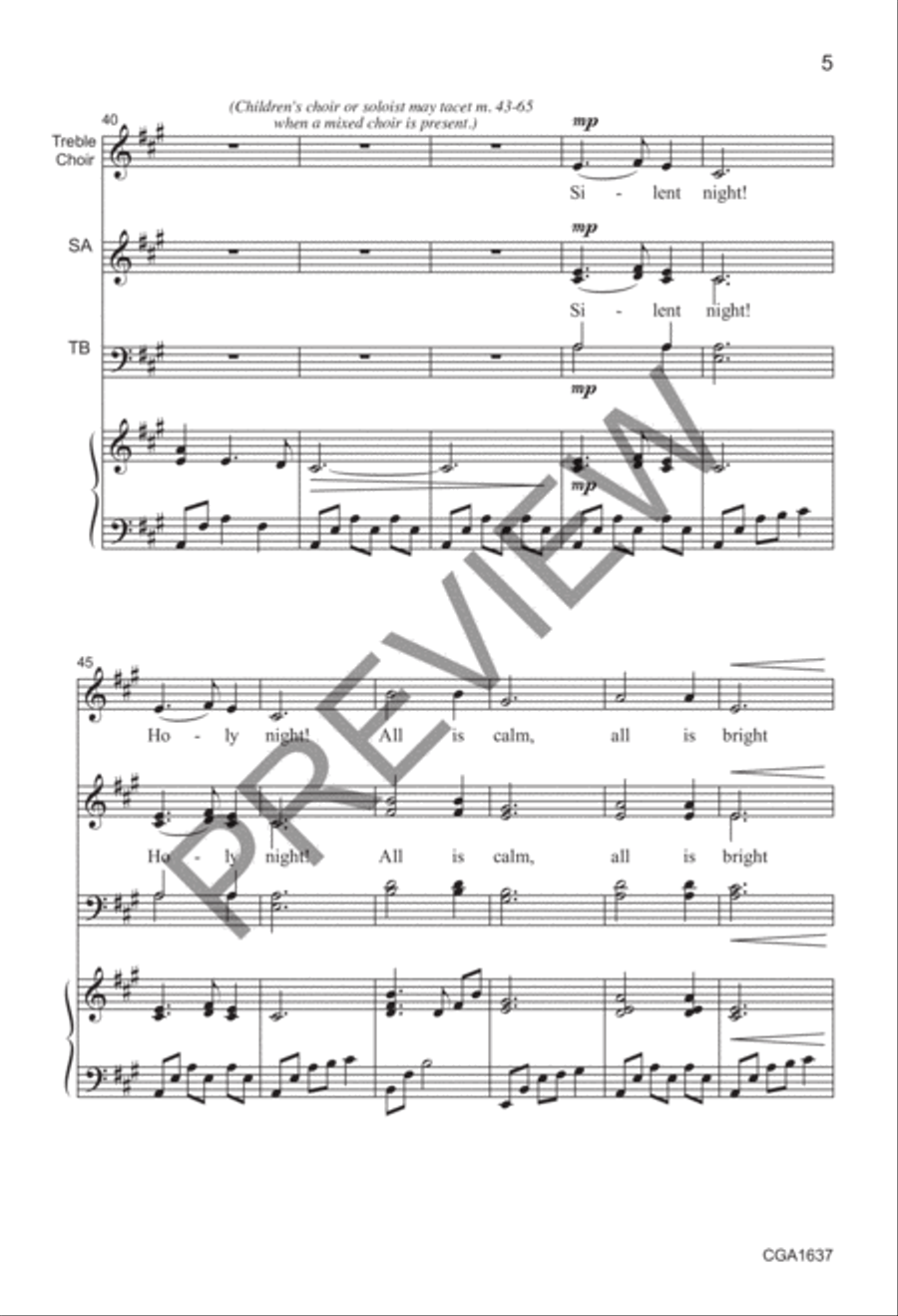 Love is in the Manger (SATB + Unison Combined Choirs) 4-Part scores gallery preview page 5