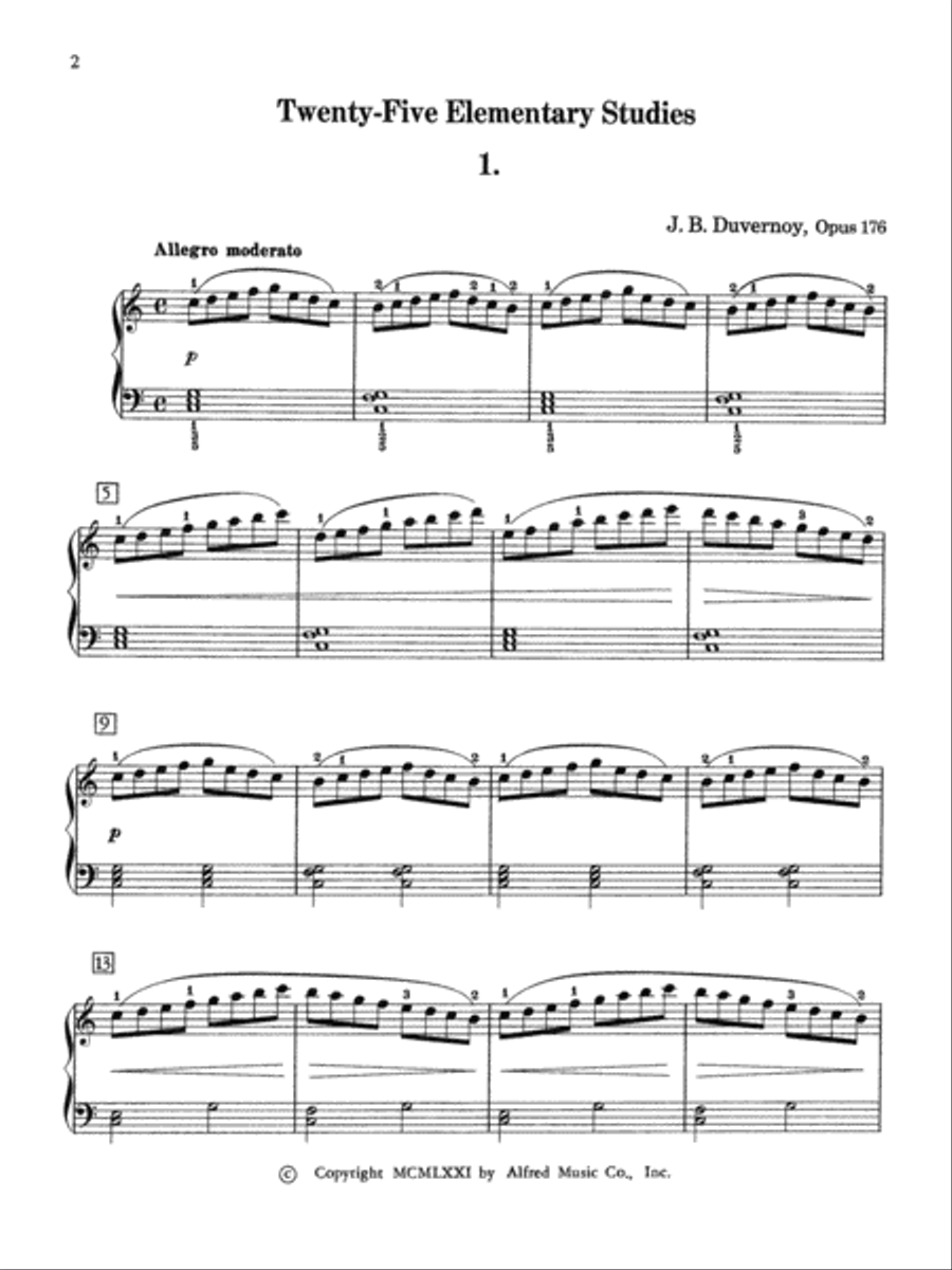 Duvernoy -- 25 Elementary Studies, Op. 176