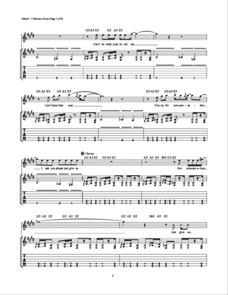 5 Minutes Alone Electric Guitar scores gallery preview page 3