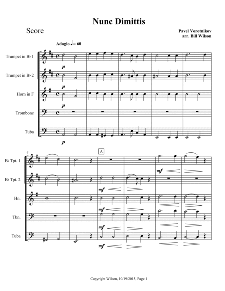 Two Sacred Songs Brass Quintet scores gallery preview page 2