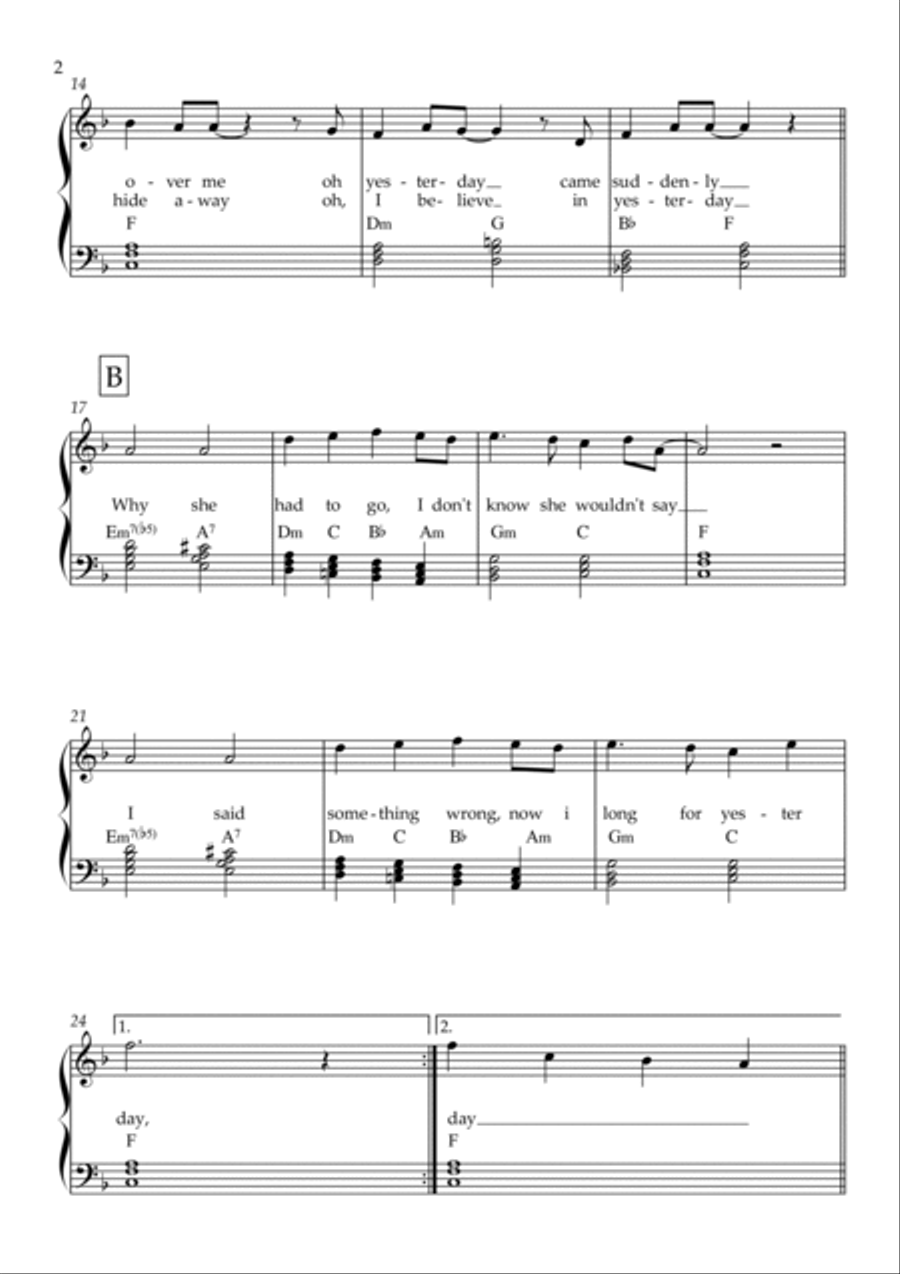 Yesterday Yesterday Voice scores gallery preview page 2
