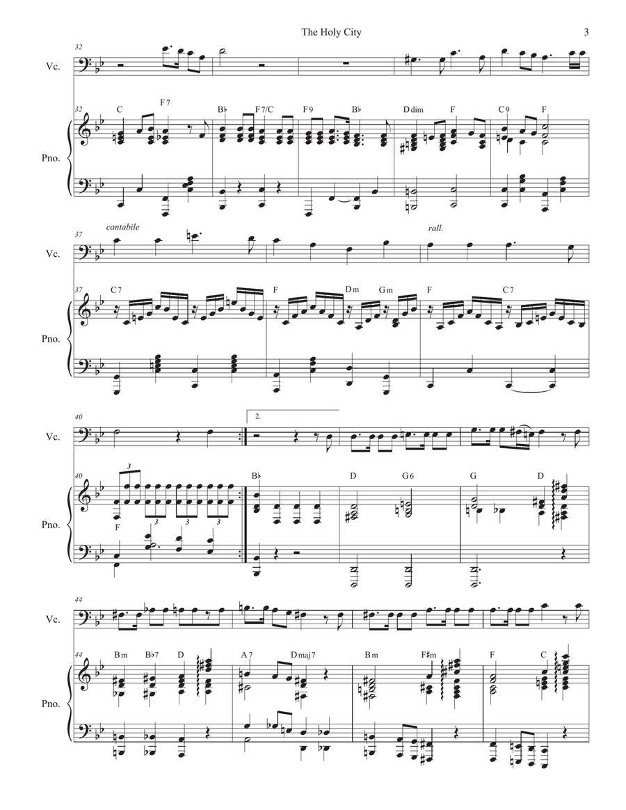 The Holy City (Cello solo and Piano) The Holy City (Cello solo and Piano) Piano scores gallery preview page 3