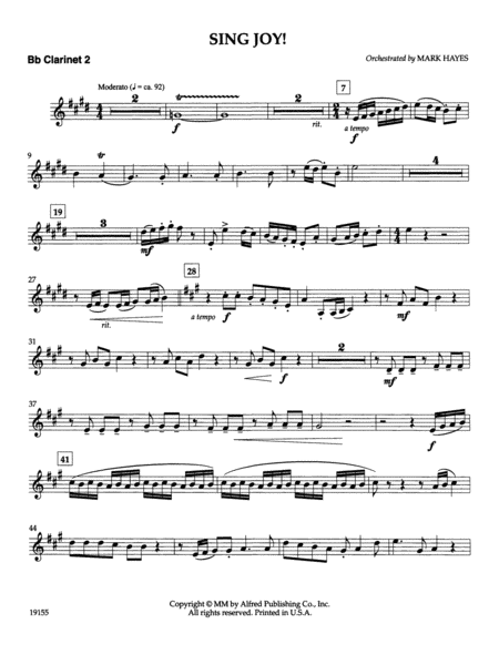 Sing Joy!: 2nd B-flat Clarinet