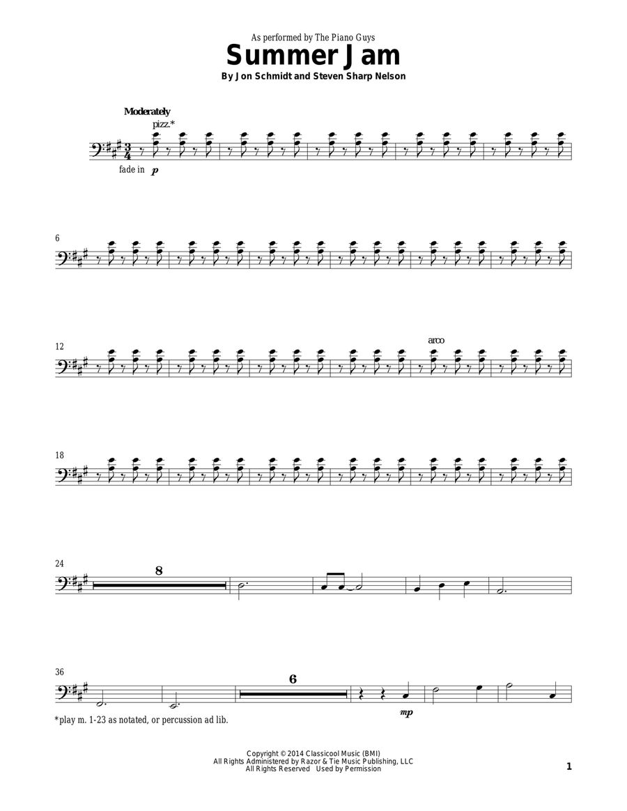 Summer Jam Summer Jam Cello Solo scores gallery preview page 1
