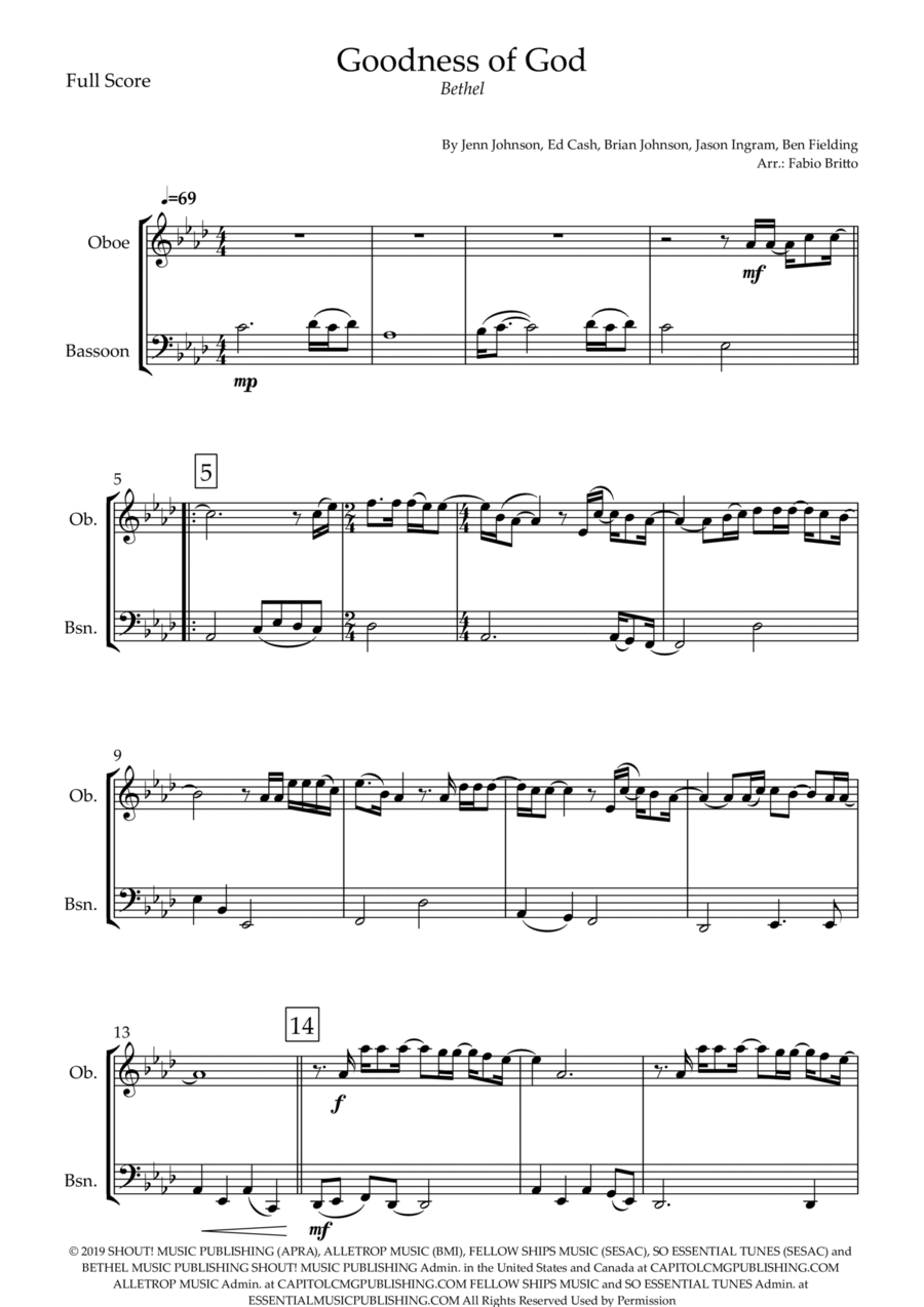 Goodness Of God Goodness Of God Woodwind Duet scores gallery preview page 1