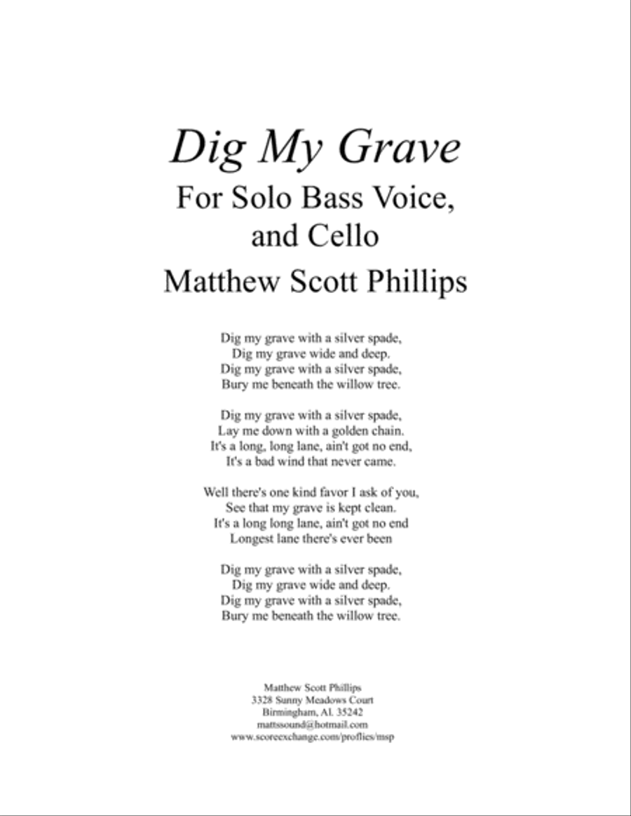 Dig My Grave Double Bass scores gallery preview page 2