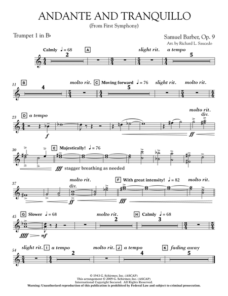 Andante and Tranquillo (from First Symphony) - Bb Trumpet 1