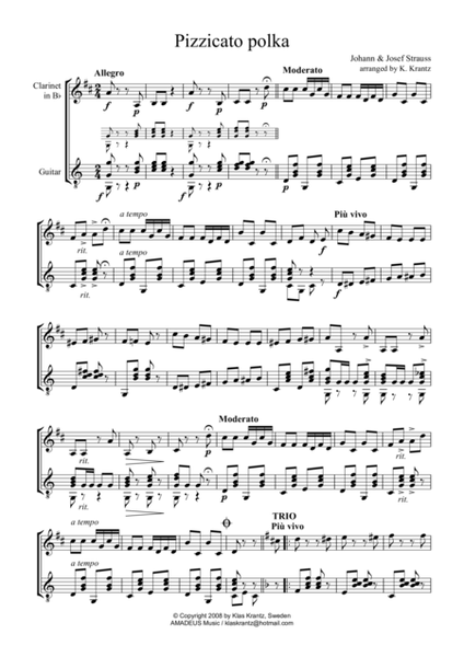 Pizzicato Polka for clarinet in Bb and guitar image number null